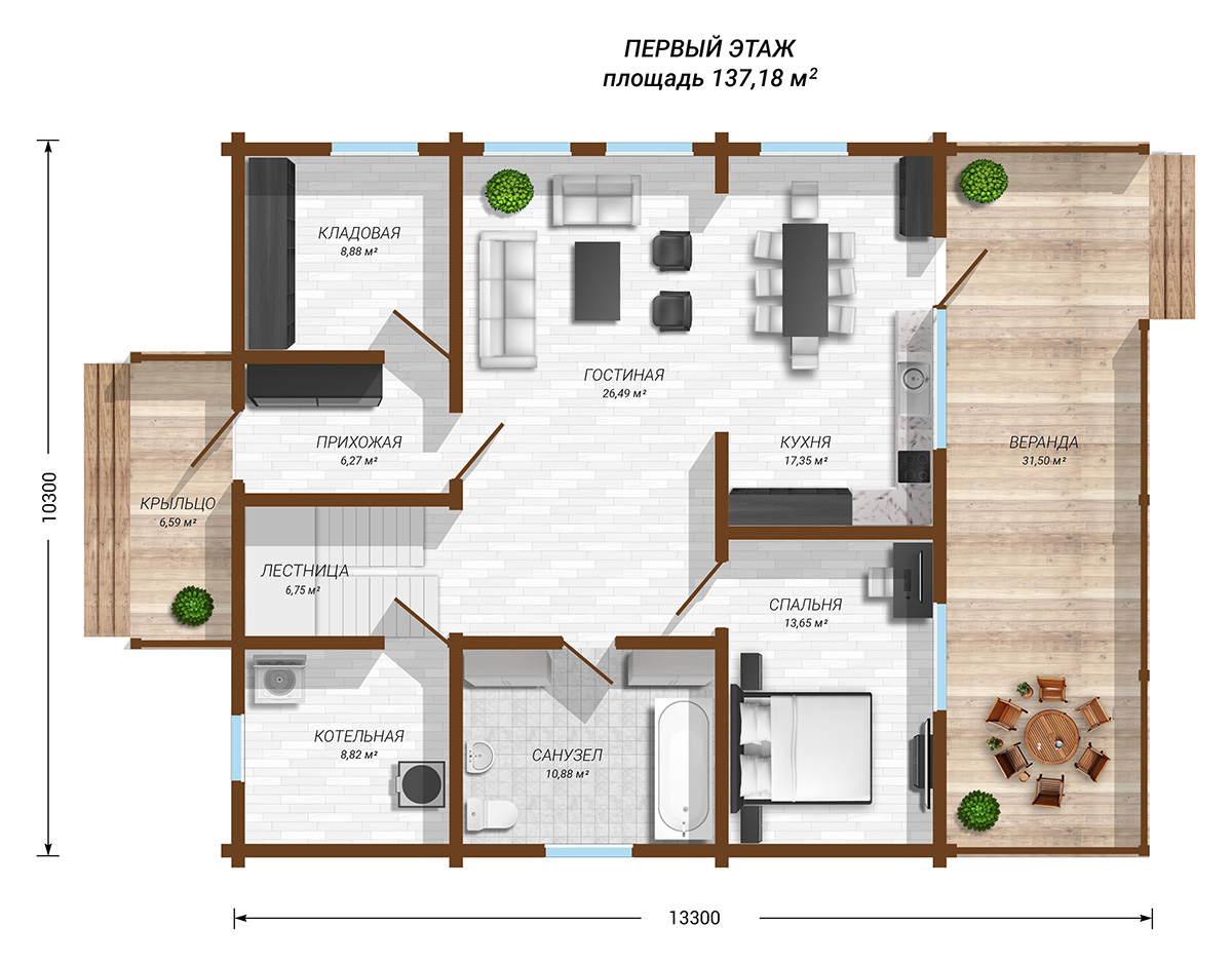 Планировка 1 этаж